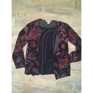 Notations Velvet Blouse Black and Red